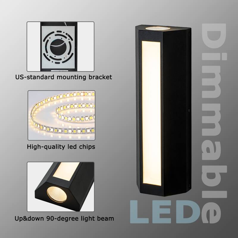 Modern Dimmable LED Outdoor Wall Sconce, 3000K Warm White