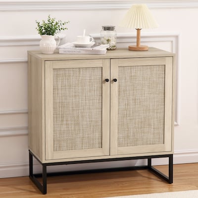 Rattan Buffet Storage Cabinet with Adjustable Shelf