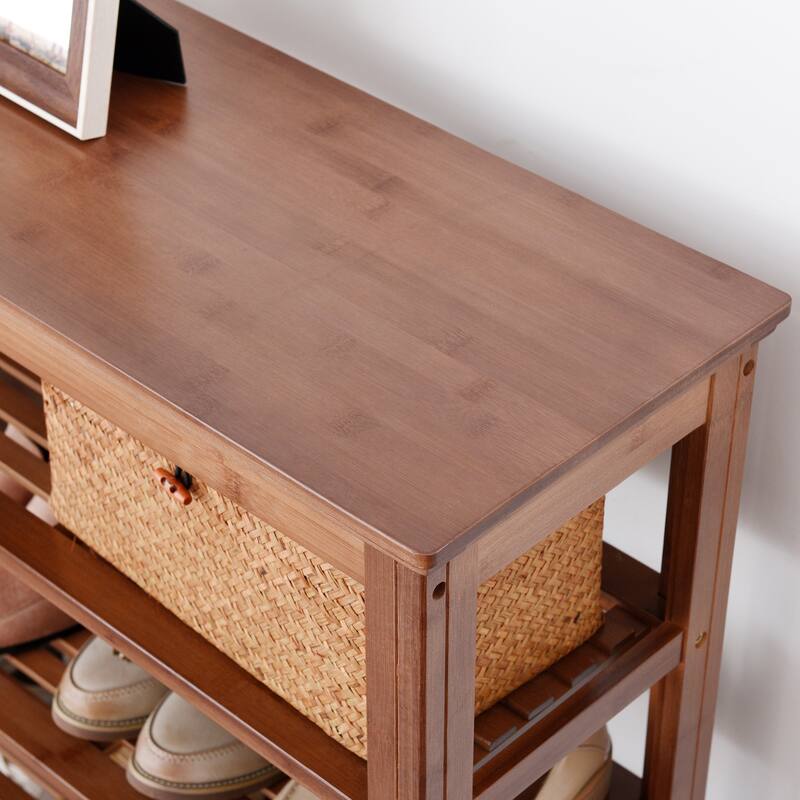 3-Tier Bamboo Shoe Rack Bench, Shoe Storage Organizer, Entryway Bench