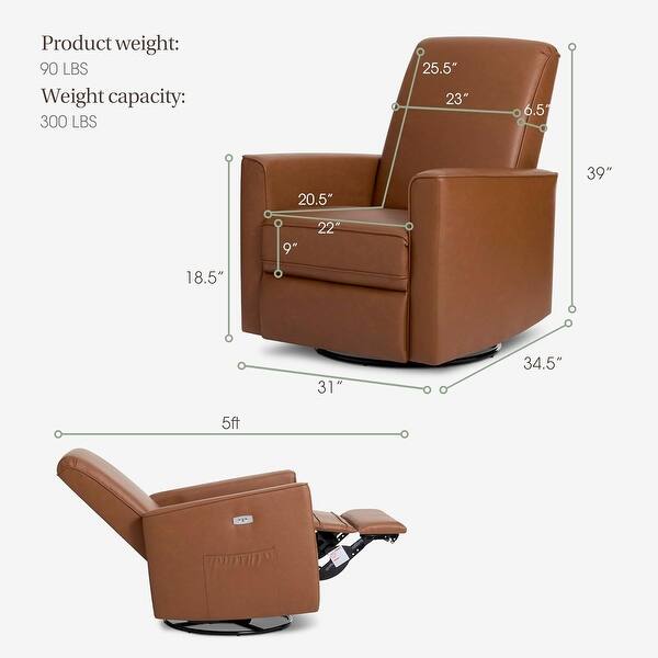 dimension image slide 3 of 4, Evolur Harlow Deluxe Upholstered Plush Seating Glide Rocker