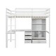 preview thumbnail 12 of 11, Full Size High Loft Bed w/ L-Shaped Desk, Storage Cabinets & Drawers, White