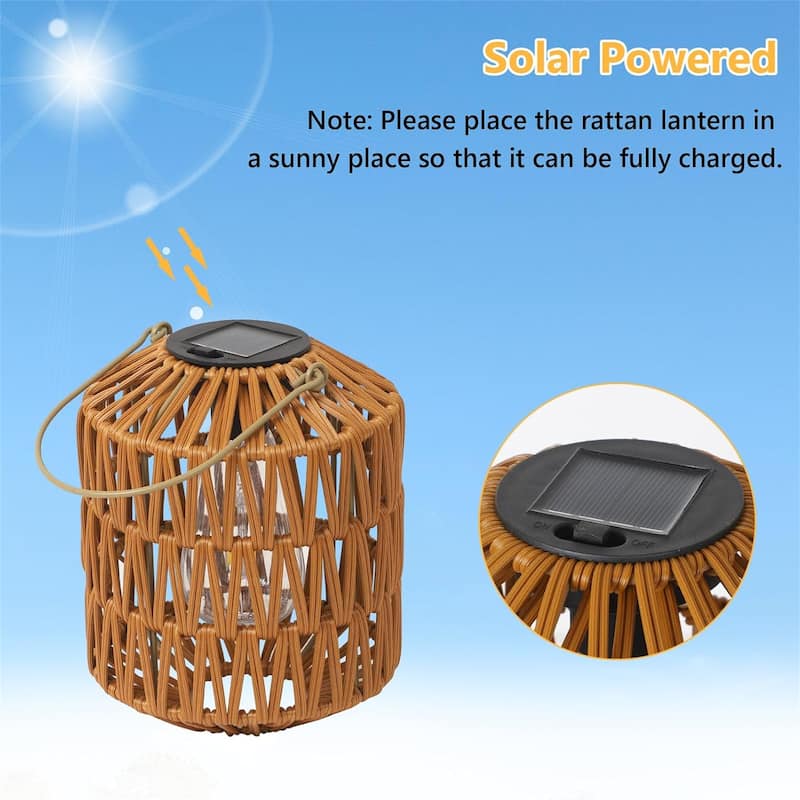 Elegant Rattan Solar Lanterns (Set of 2)