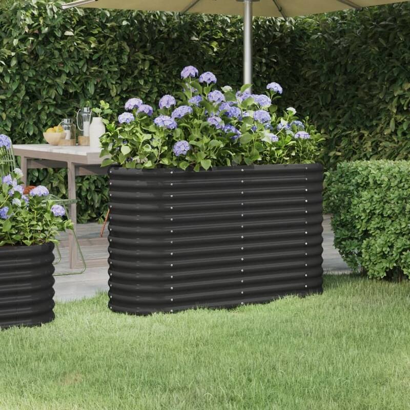 vidaXL Garden Raised Bed Patio Outdoor Raised Planter Box Powder-coated Steel