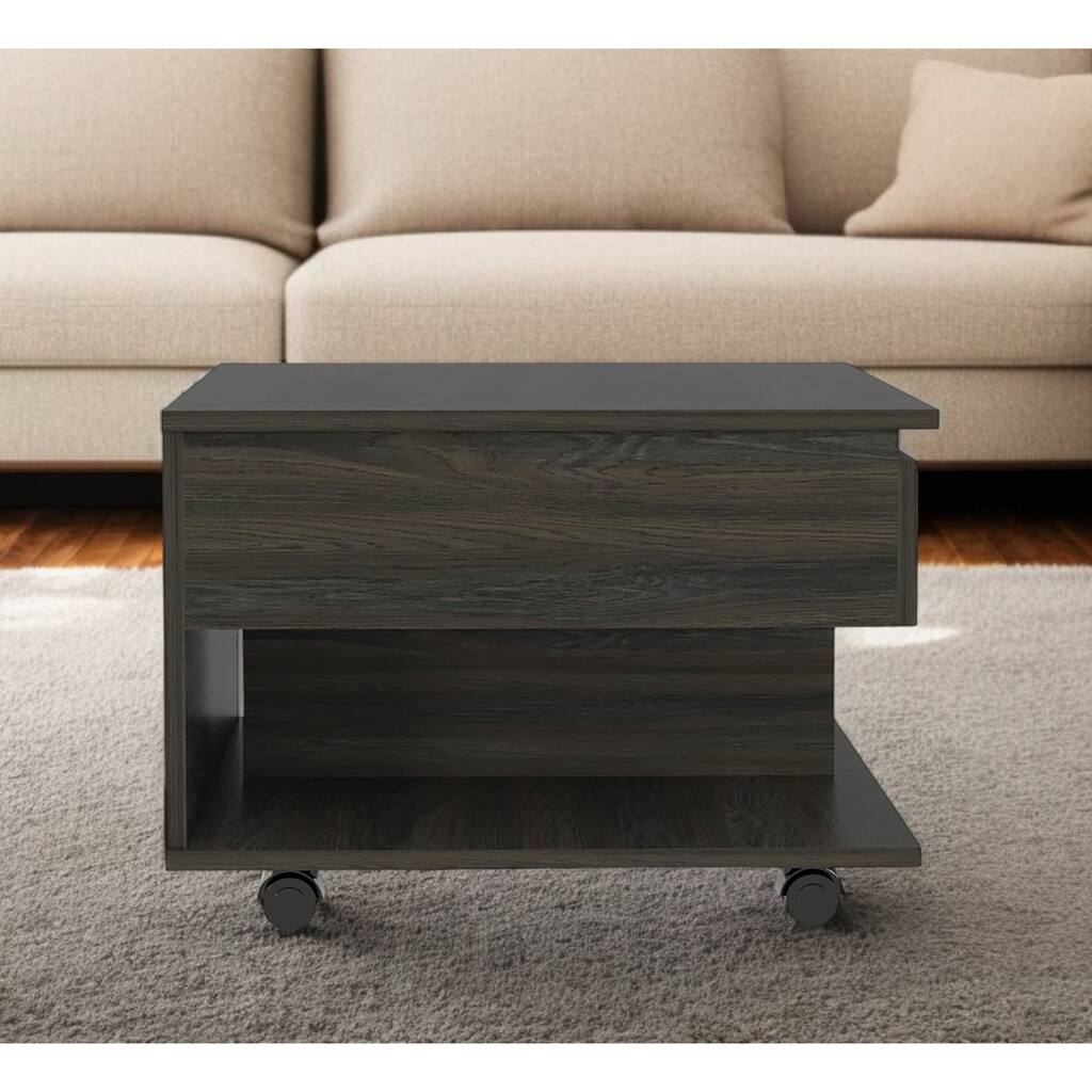 22" Carbon Espresso Manufactured Wood Rectangular Coffee Table With Drawer - 15.3" H x 21.6" W x 19.6" D