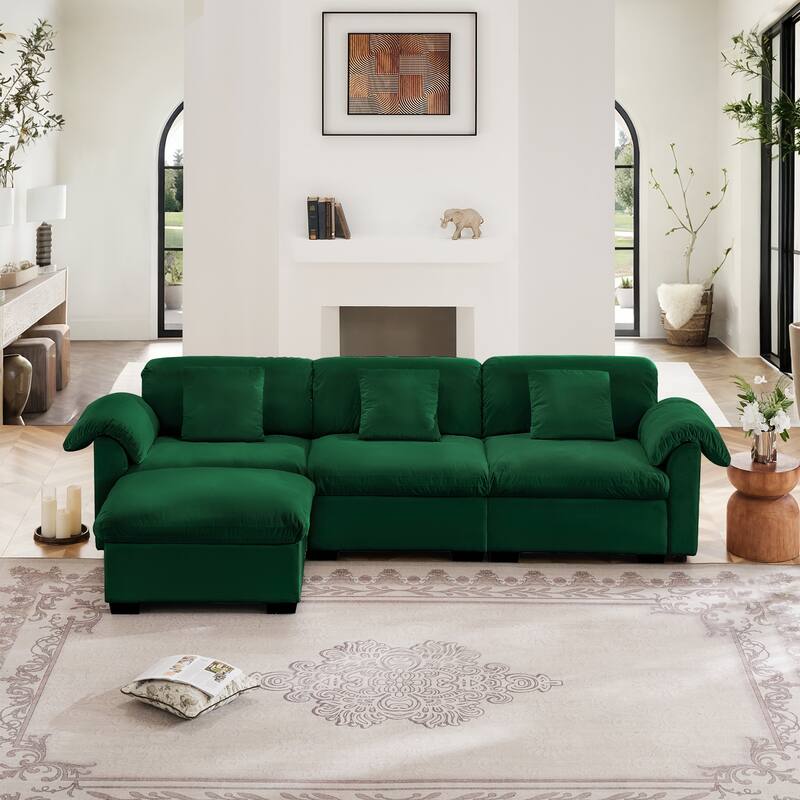 Velvet Fabric Modular Cloud Couch with Storage Seat,Free Combination