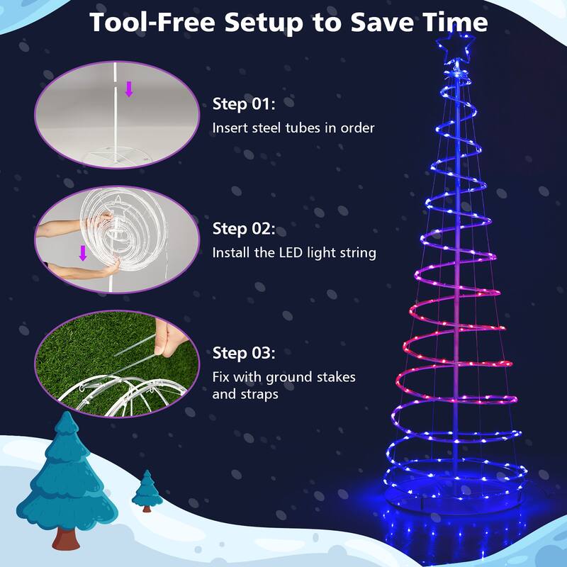 Gymax 6FT Retractable Spiral Christmas Tree Smart Decor Tree w/ 135
