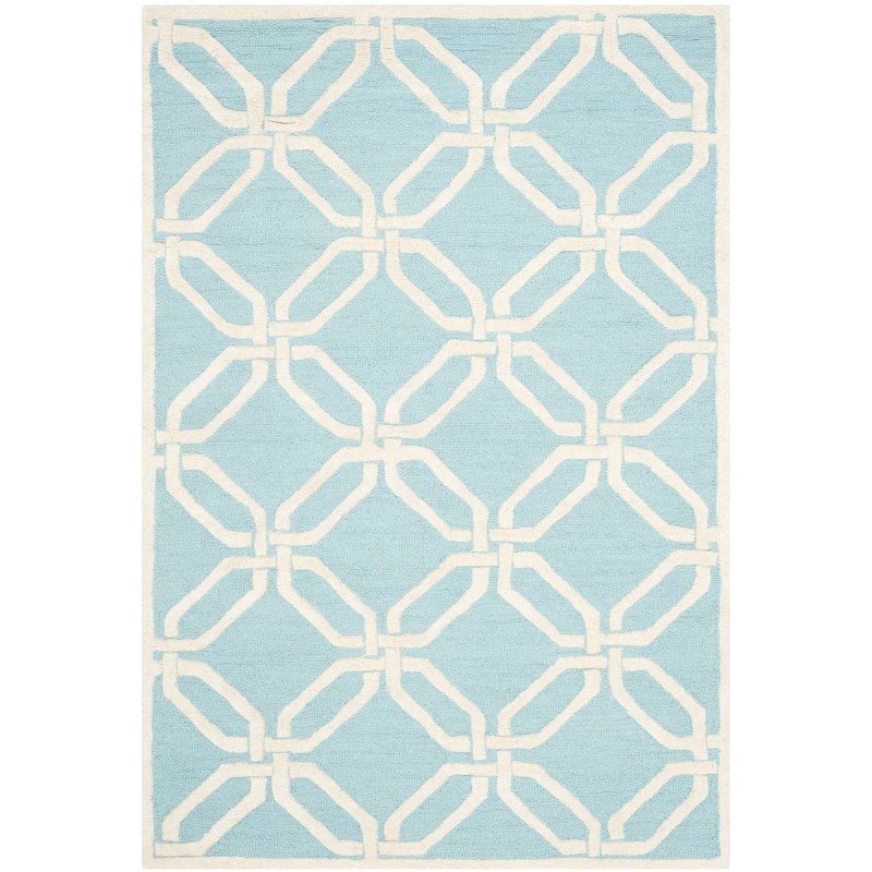 SAFAVIEH Handmade Cambridge Nhung Modern Moroccan Wool Rug - 4' x 6' - Light Blue/Ivory