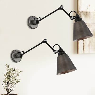 2-pack Swing Arm Lights Adjustable Wall Sconces Two Way--Plug in & Hardware - L 28" x W 6" x H 8"