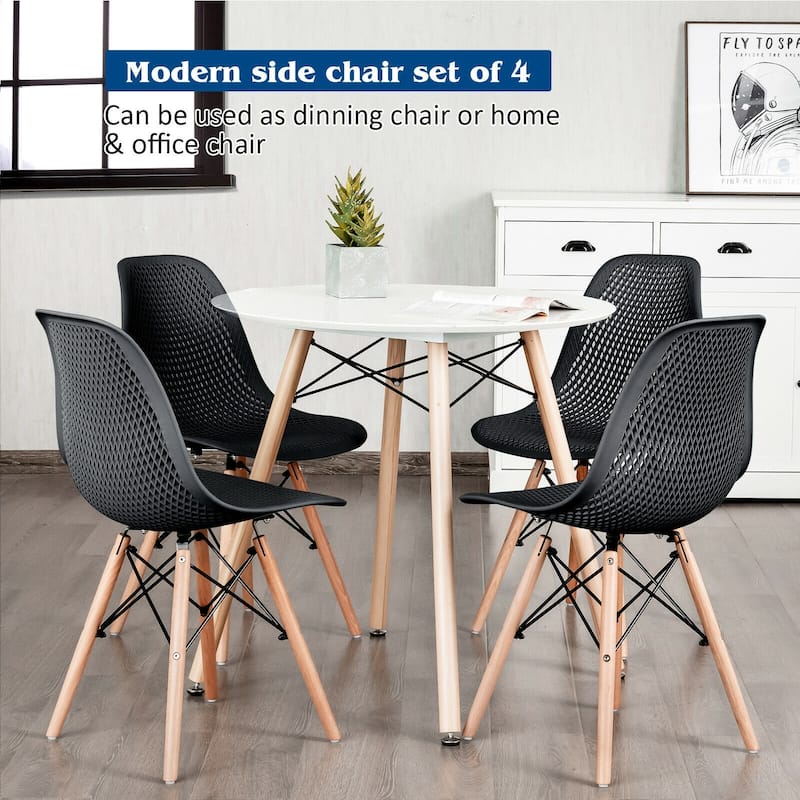 4 Pack Modern Mesh Dining Chair Set with Ergonomic Backrest and Beech Wood Legs - 22" x 18" x 32.5" (L x W x H)