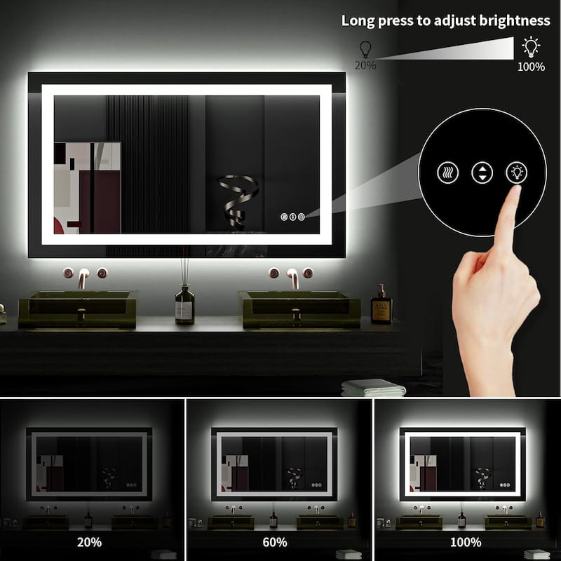 40x24 Inch Frameless LED Bathroom Mirror,Smart Mirror - White