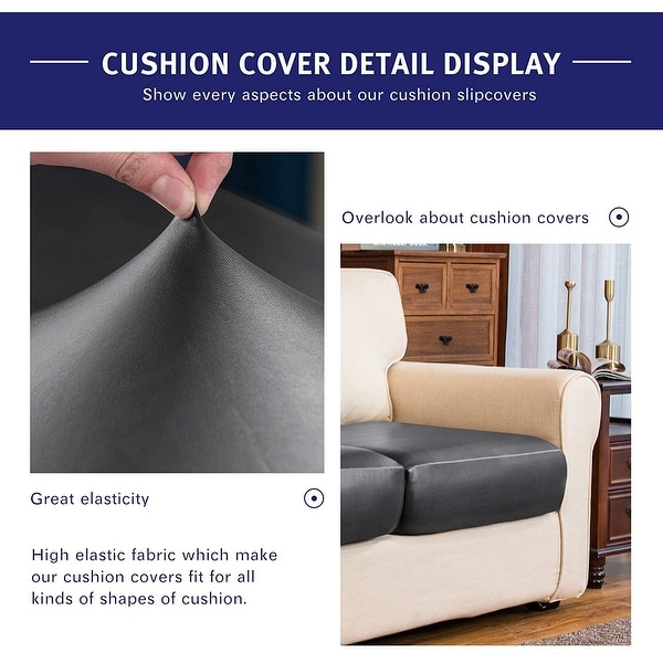 Subrtex Spandex Elastic PU Leather Water proof Cushion Slipcovers 3pcs Light Grey