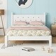 preview thumbnail 1 of 13, Twin Bed with Button-Decoration Headboard and Bed Slats White