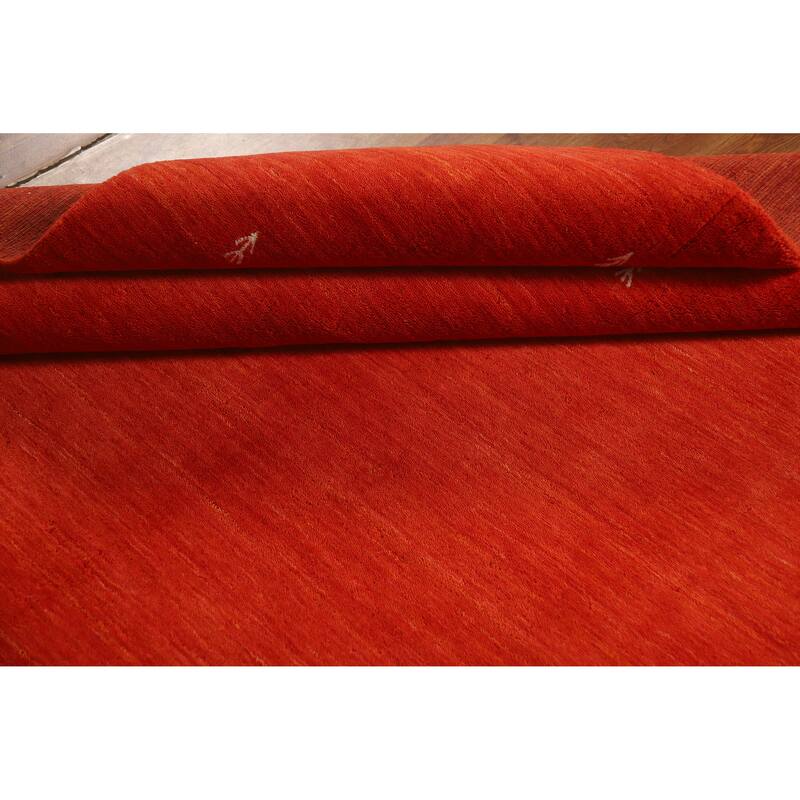 Hand Knotted Oriental 100% Wool Carpet Tribal Animal Pictorial Oranges & Rust Gabbeh Area Rug - 8' 2'' X 6' 7''