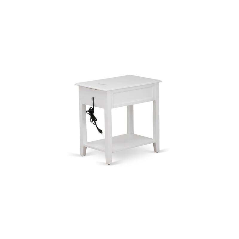 East West Furniture Denison Night Stand - Rectangle Modern End Table with a Drawer for Bedroom, 24x19 Inch, (Finish Options)