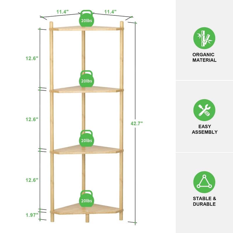 Corner Shelf Stand - 11.4"D x 11.4"W x 42.7"H