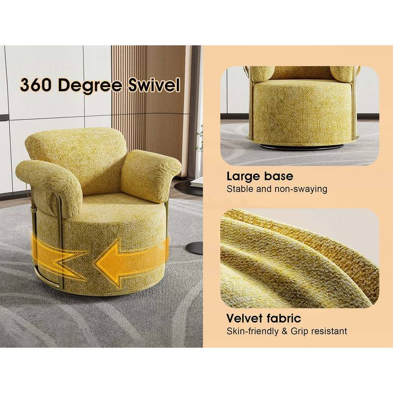 360 Degree Swivel Reading Chair with Gold Metal Legs,for Living Room,Bedroom,Office