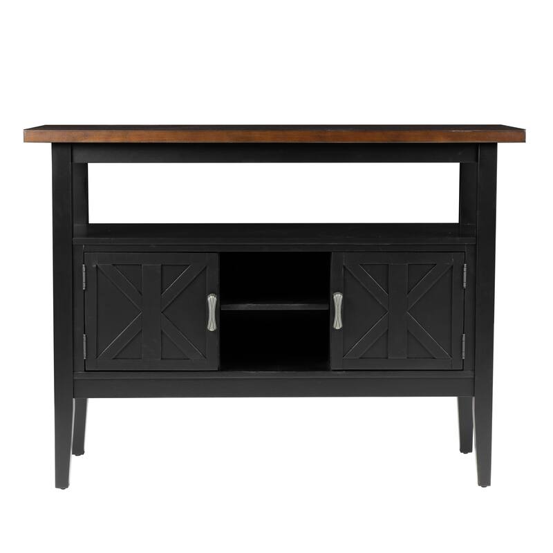 Mac Dining Sideboard Server, Wine Holder and Rack, Black Brown Wood