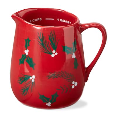 Nutcracker Ceramic Measuring Pitcher - 24oz Beverage Server for Christmas, Multicolor, Hand Wash Only, 5.4" H x 5.35" W