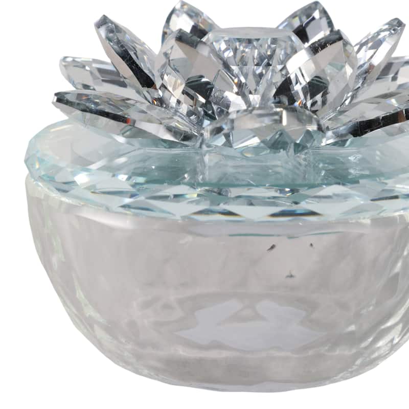 Decorative Rainbow Lotus Top Glass Trinket Dish for Jewelry and Keepsake Storage