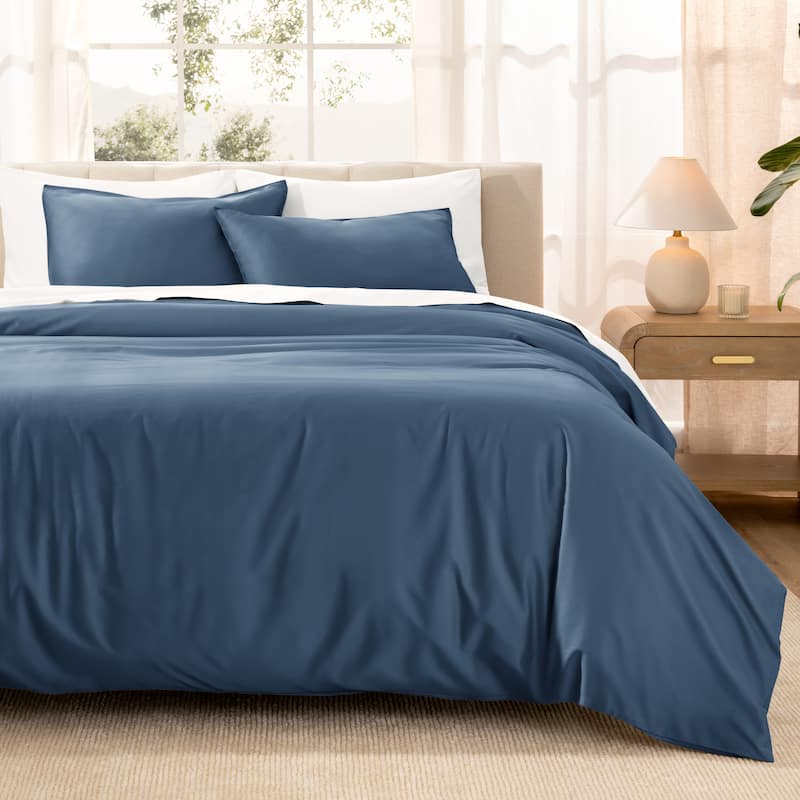 Bare Home Organic Cotton Duvet Cover Set - Smooth Sateen Weave - Bering Sea - King
