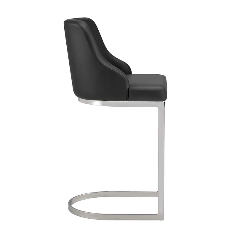 Velvet/ Faux Leather Upholstered Counter Stools, Set of 2 - 18.9"W x 20.5"D x 36.6"H