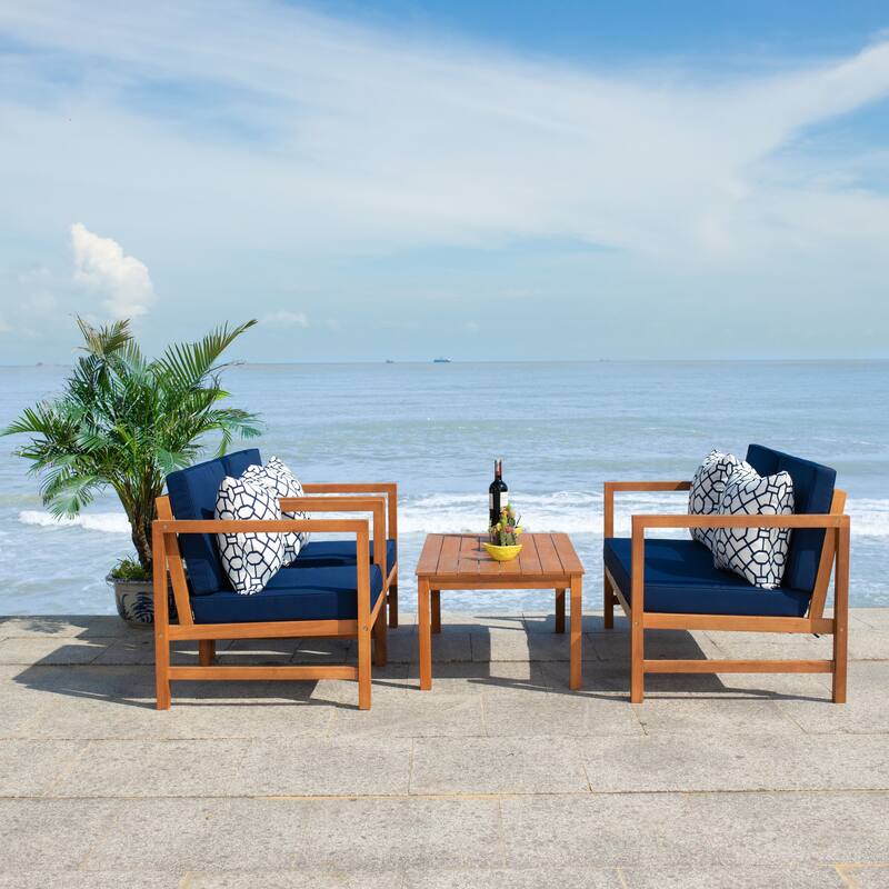 SAFAVIEH Outdoor Citlali 4-Piece Conversation Set with Accent Pillow - 50W x 29D x 29H