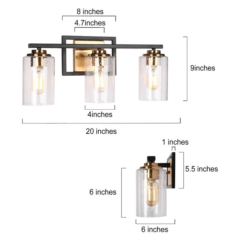 Modern Black Gold Seeded Glass Bathroom Vanity Lights Wall Lighting