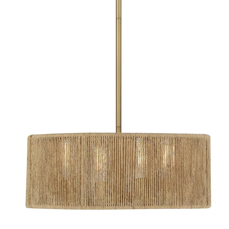 Savoy House 7-1739-4 Ashe 4 Light 20" Wide Drum Chandelier - Warm Brass and Rope