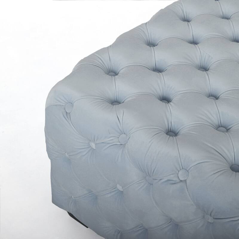 Jaymee Modern Glam Button Tufted Velvet Ottoman by Christopher Knight Home