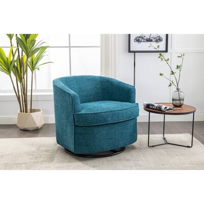 Swivel Accent Chair Armchair, Round Barrel Accent Sofa Chair Chair in Fabric for Livingroom,Lake Blue