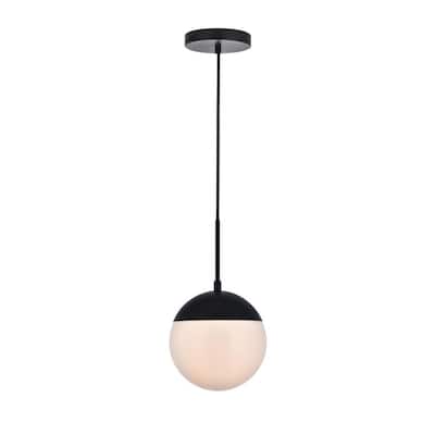 Frosted White Glass 1-Light 8-inch Pendant