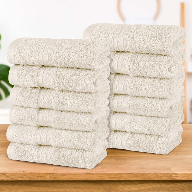 Superior Atlas Cotton Plush Heavyweight Face Towel Washcloth Set of 12