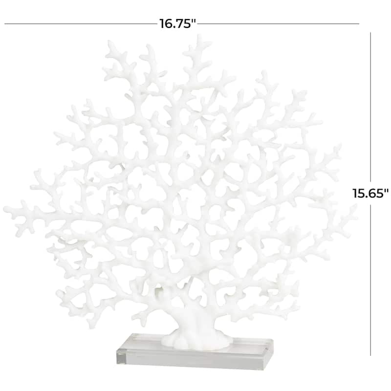 White Resin Coral Decorative Sculpture with Clear Resin Base