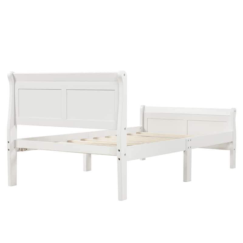 Classic Pine Wood Platform Bed, Twin Size