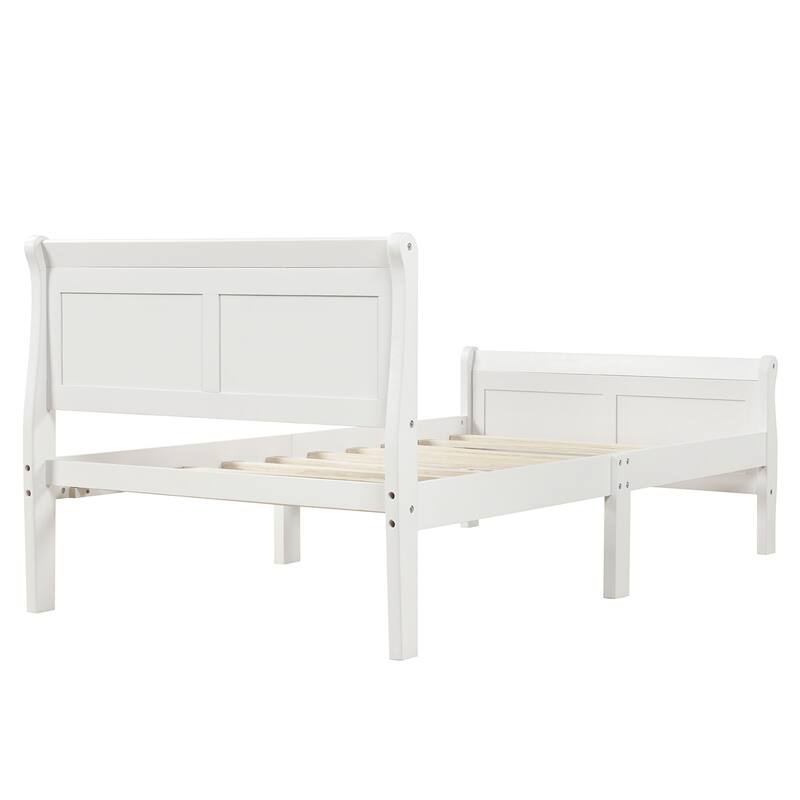 Durable Twin Size Wood Platform Bed with Classic Design, Solid Pine and MDF Frame, No Box Spring Required