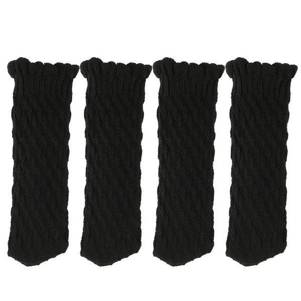 Polyester Non-skid Furniture Chair Table Stool Leg Sock Feet Cover Black 4pcs