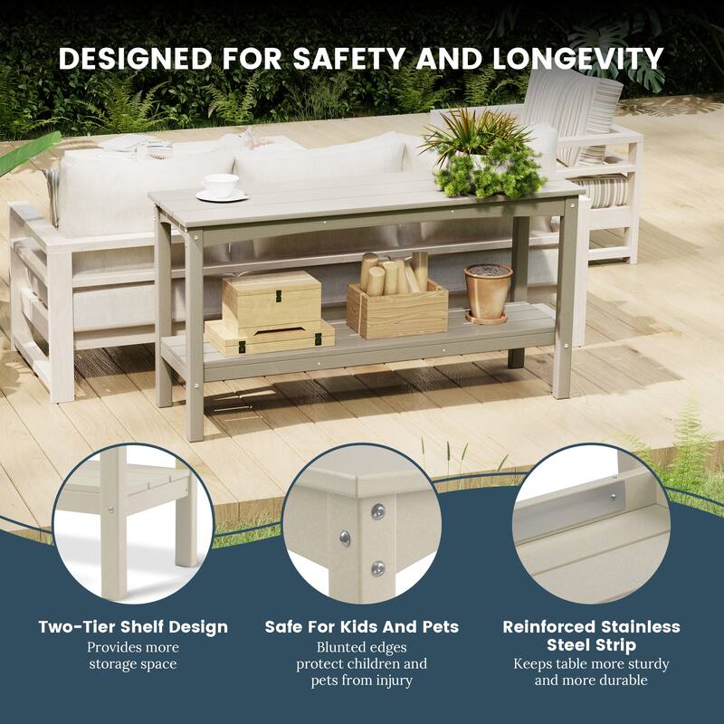 Laguna Hdpe All Weather Outdoor Patio Two Shelf Table