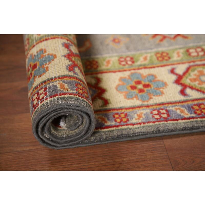 Gray Kazak Traditional Foyer Rug Handmade Wool Carpet - 2'9"x 4'3"
