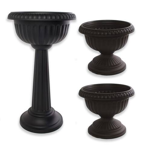 Bloem Grecian Set of 3 Classic Urn Planters - Black - Set of 3