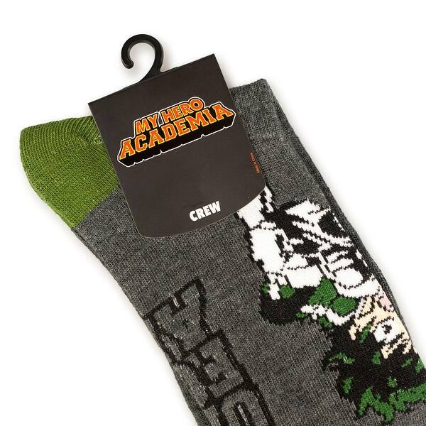 Bioworld My Hero Academia Anime Socks Featuring Deku Adult Anime Crew Socks Grey Overstock 30659627