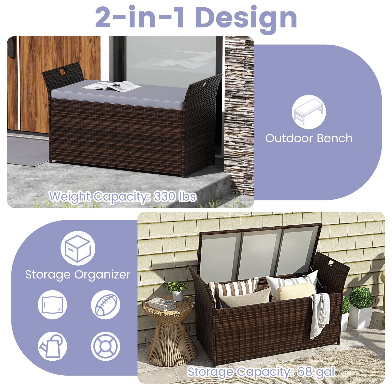 hidden storage outdoor storage bench ideas