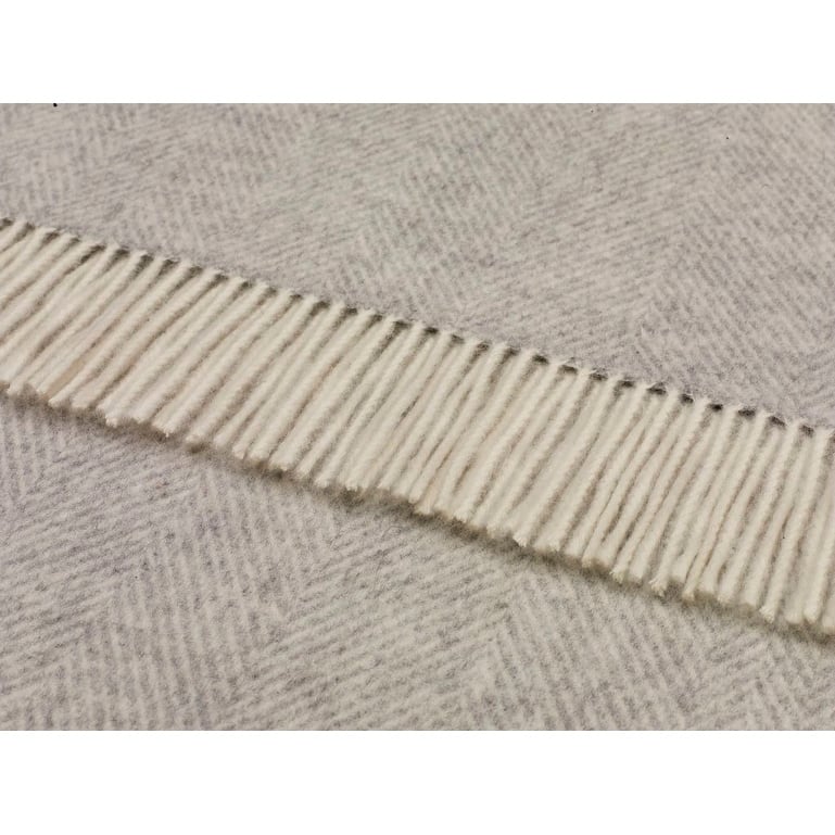 Merino Lambswool Throw Blanket - Herringbone Pattern, Made in England