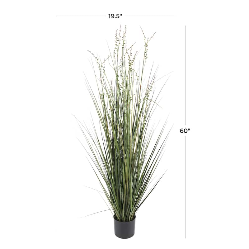 Faux Foliage Onion Grass Tall Artificial Plant with Black Plastic Pot - Green - Roche River Decor