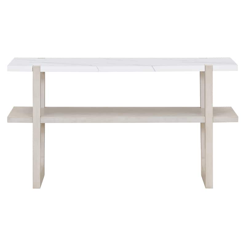 Retro Narrow Console Table with Open Shelf