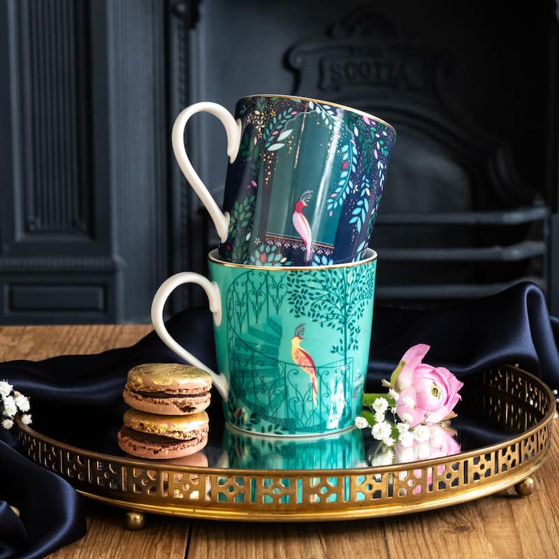 Sara Miller India Mugs - Set of 4 - 12 oz