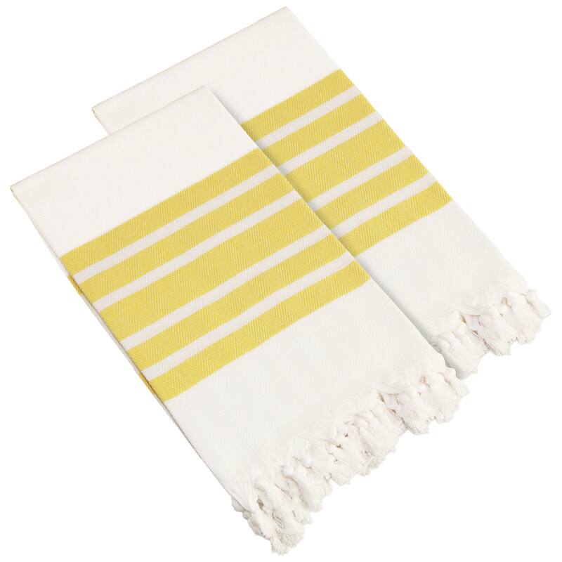Authentic Hotel and Spa Turkish Cotton Herringbone Pestemal Beach Towel (Set of 2)