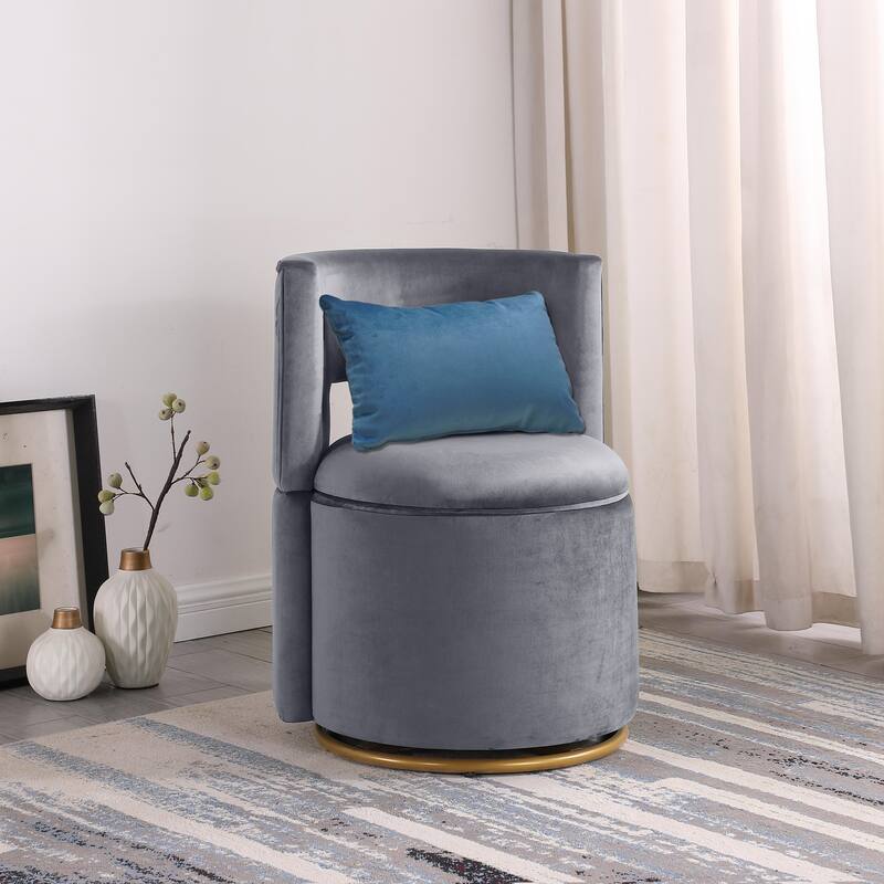 360 Degree Swivel Accent Chair Velvet Club Chair with Storage Function