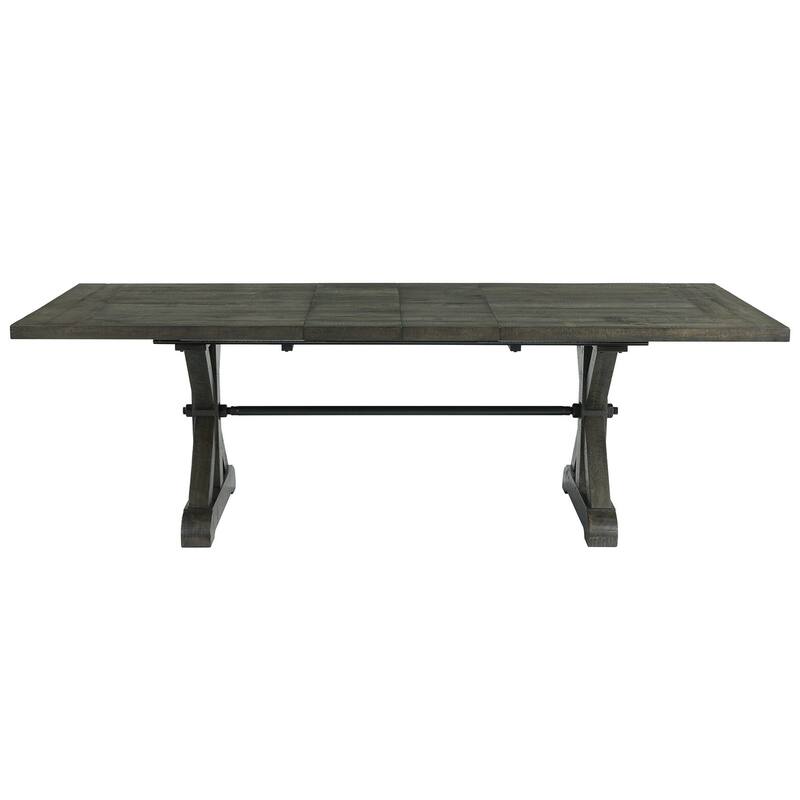 7 Piece Dining Set - Extendable Table, Chairs & Server - Seats 8 - Distressed Gray Finish