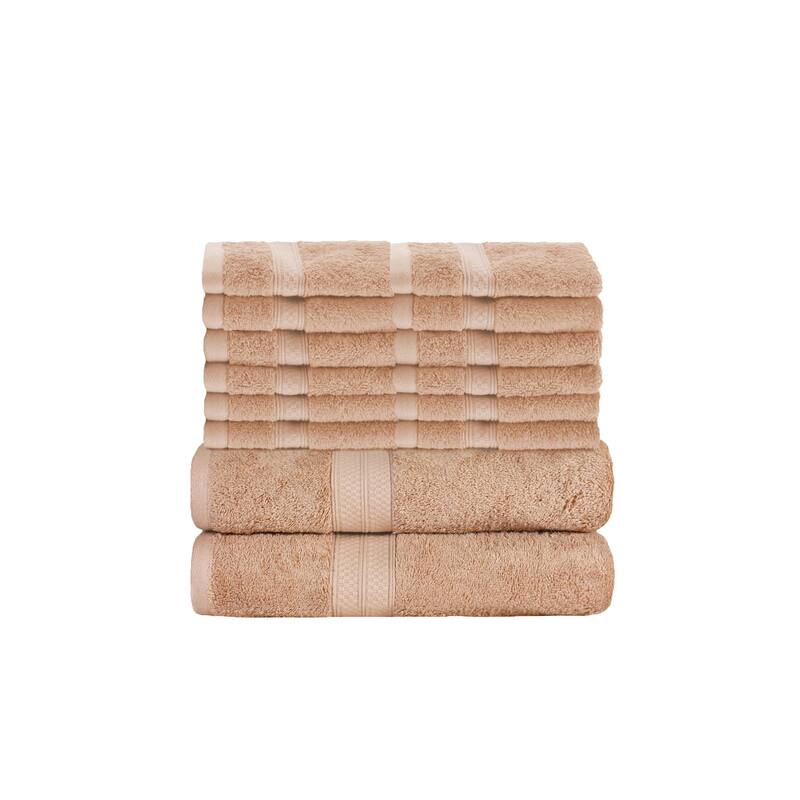 Superior 14 Piece Towel Set, Rayon From Bamboo and Cotton (2 Bath, 12 Face Towels)