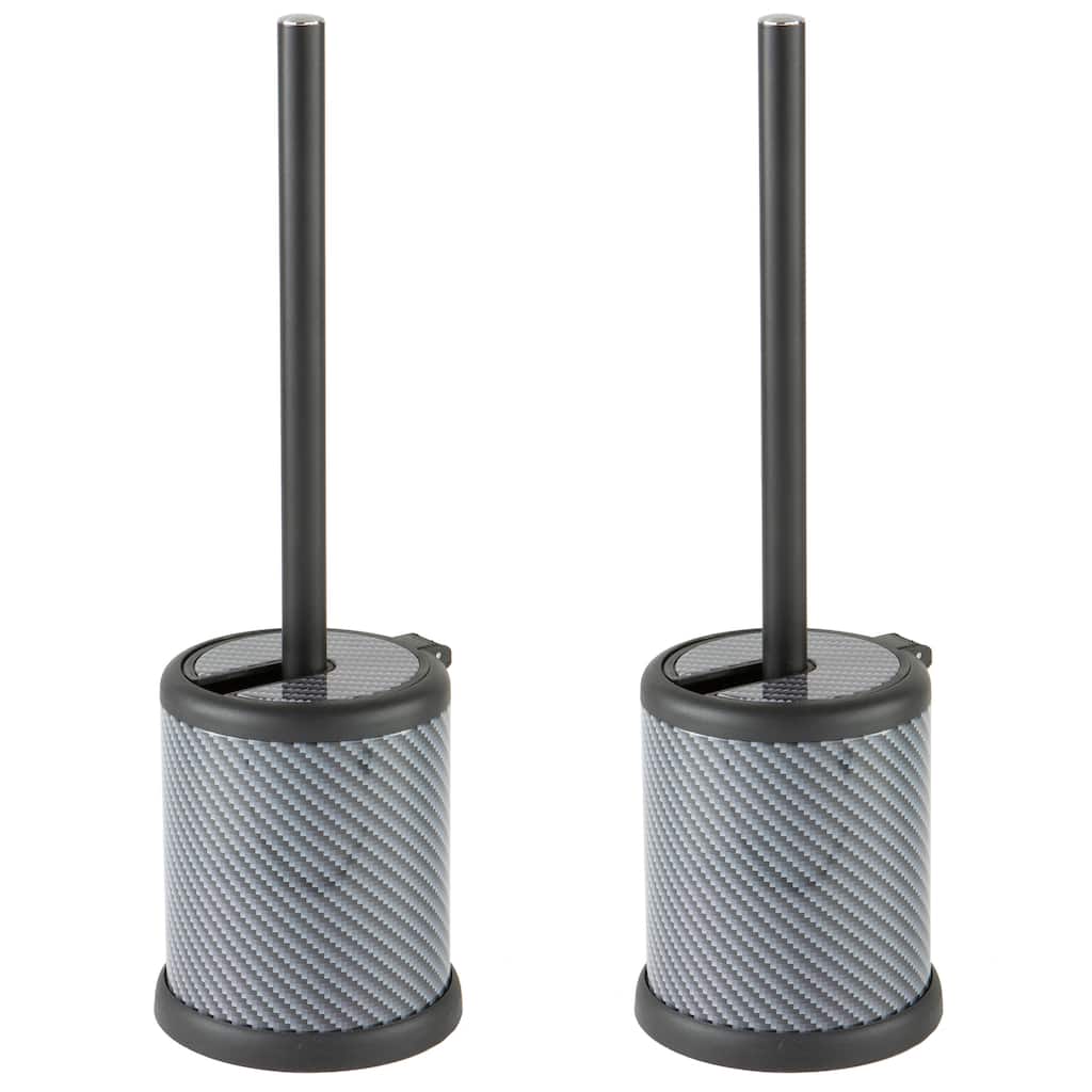 Bath Bliss 2 Pack Self Closing Lid Toilet Brush and Holder